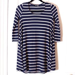 UO Navy Blue Striped Trapeze 3/4 Sleeve Dress